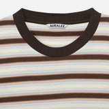 Auralee M'S GRADIENT STRIPE JERSEY TEE, Fade Brown Stripe