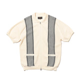 BEAMS+ ZIP KNIT POLO STRIPE, Off White