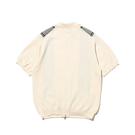 BEAMS+ ZIP KNIT POLO STRIPE, Off White