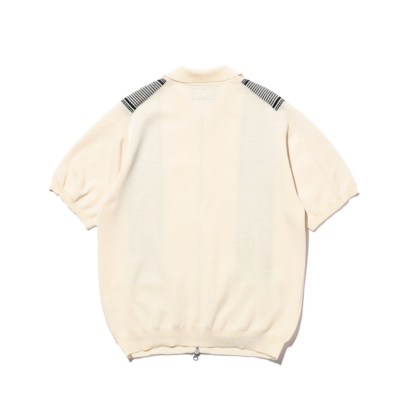 BEAMS+ ZIP KNIT POLO STRIPE, Off White