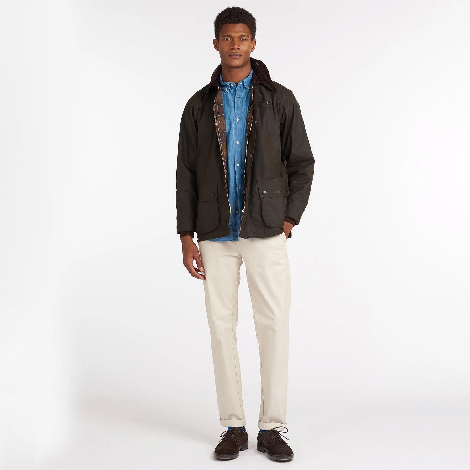 Barbour BEDALE WAXED WOOL バブアー　ウールビデイル Barbour CLASSIC BEDALE WAX JACKET, Olive – Beamhill