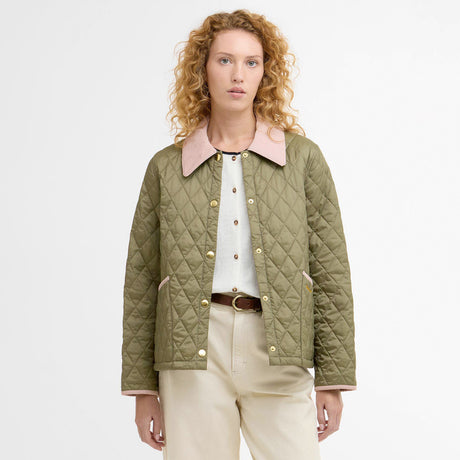 Barbour CROPPED LIDDESDAL QUILTED JACKET, Bleached Olive/Ancient/Gardenia