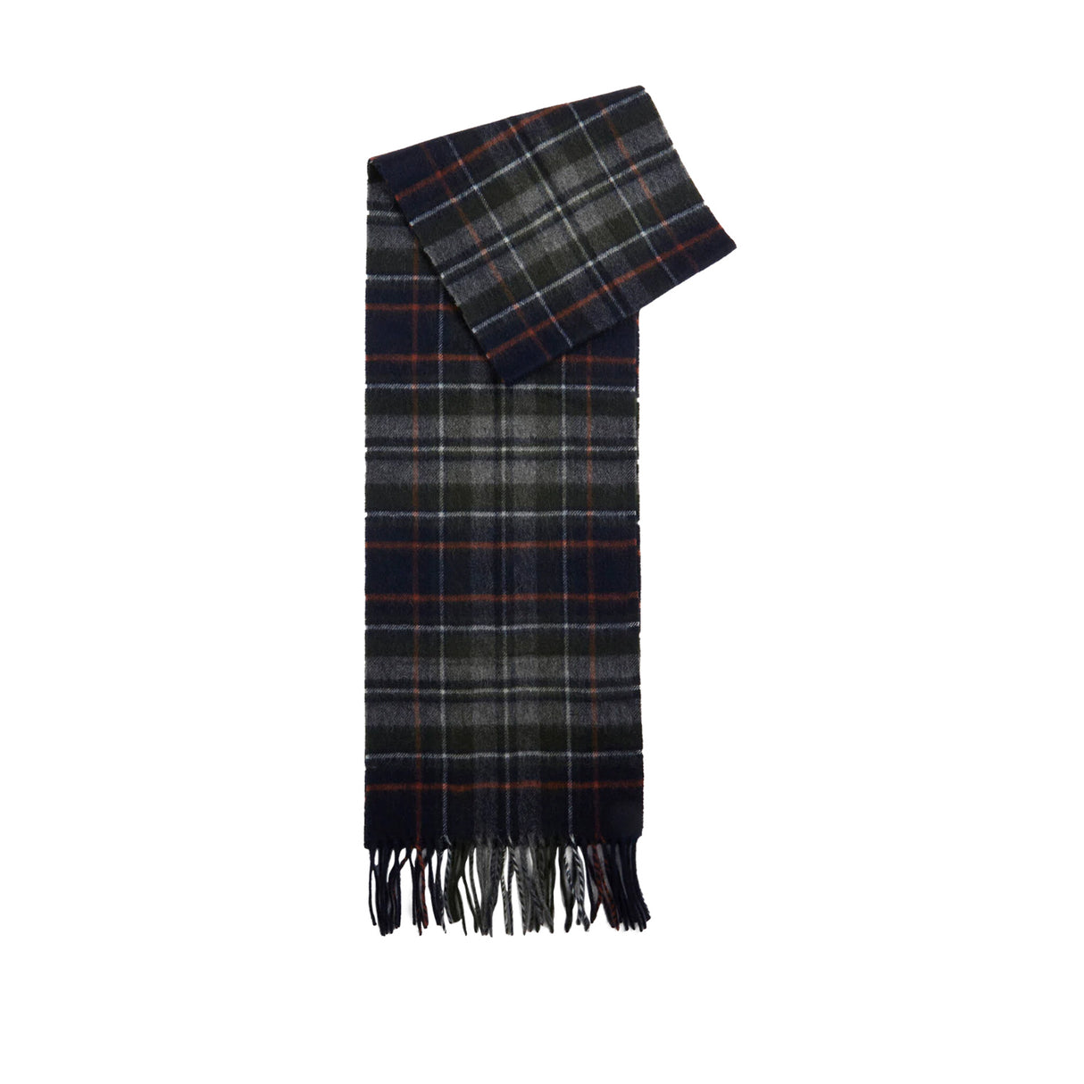 Barbour NEW CHECK TARTAN SCARF, Navy/Dark Ginger