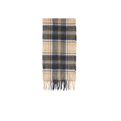 Barbour TARTAN LAMBSWOOL SCARF, Beige/Sky Dress
