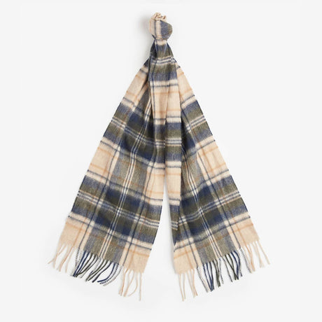 Barbour TARTAN LAMBSWOOL SCARF, Beige/Sky Dress