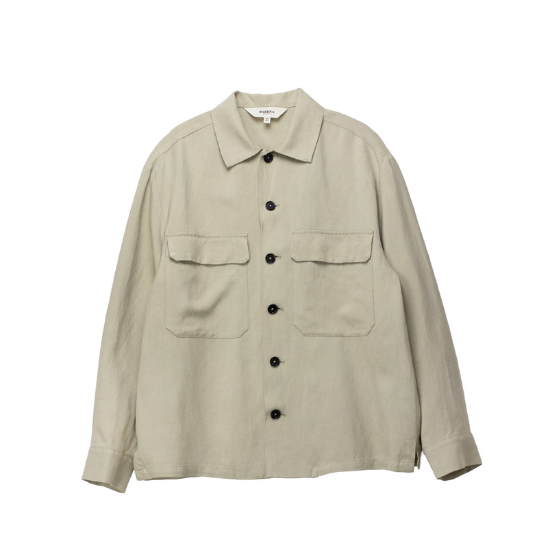 Beige jacket with black buttons on a white background