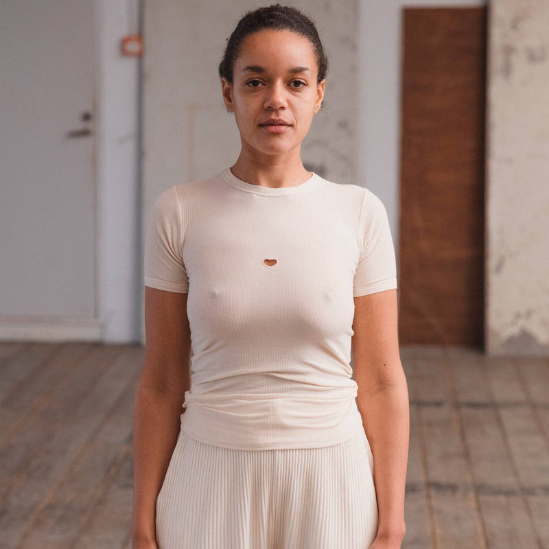 Baserange HEART SHORT SLEEVE TEE, Undyed