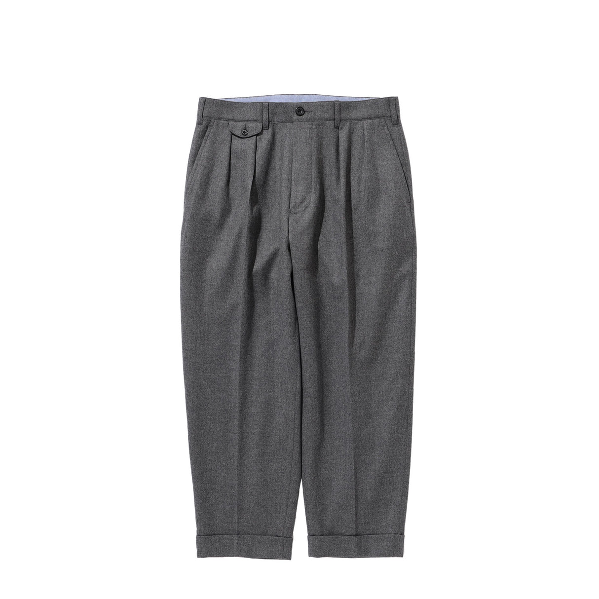 Beams+ 2PLEATS FLANNEL PANTS, Grey