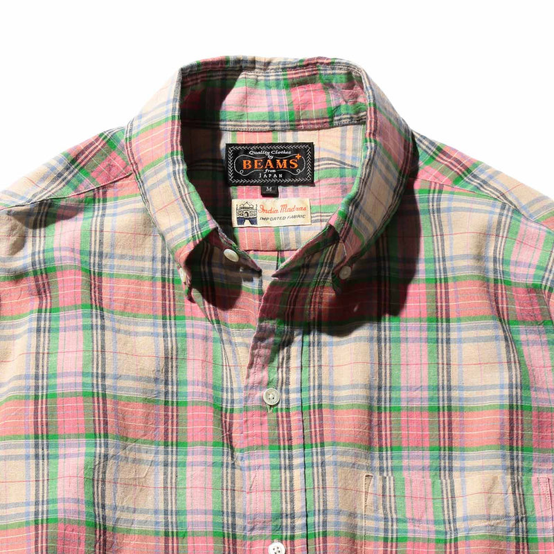 Beams+ B.D. CLASSIC-FIT MADRAS, Pink