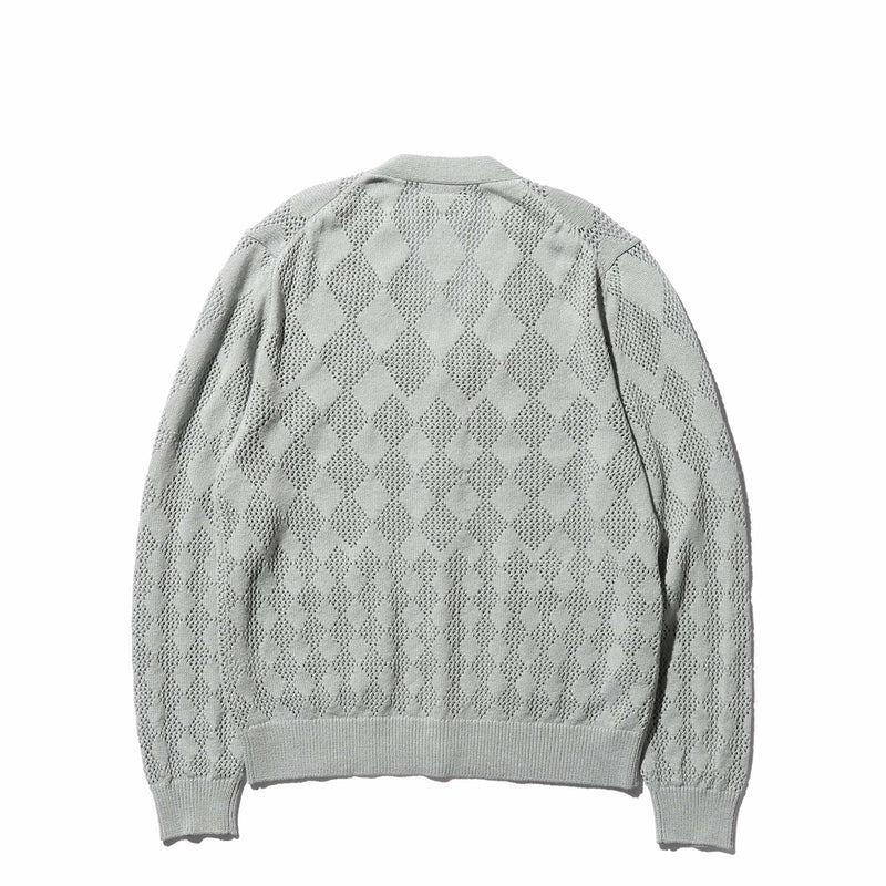 Beams+ CARDIGAN DIAMOND MESH, Sax