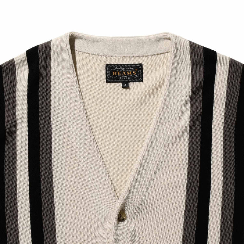 Beams+ CARDIGAN STRIPE, Beige