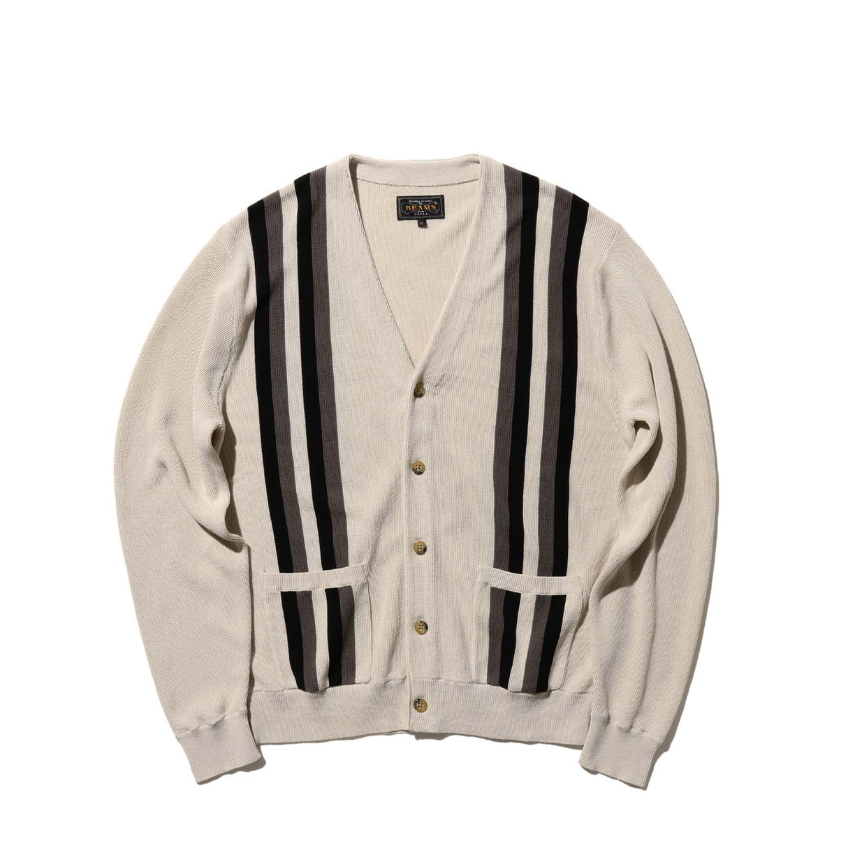 Beams+ CARDIGAN STRIPE, Beige