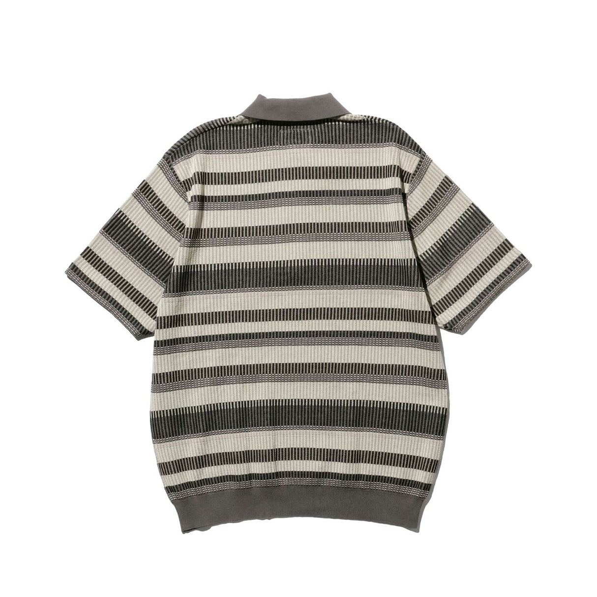 Beams+ HALF ZIP KNIT POLO, Grey