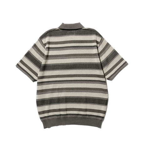 Beams+ HALF ZIP KNIT POLO, Grey