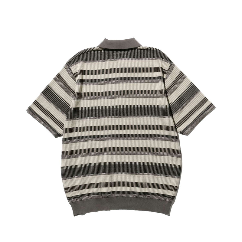 Beams+ HALF ZIP KNIT POLO, Grey