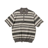 Beams+ HALF ZIP KNIT POLO, Grey