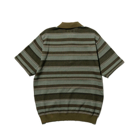 Beams+ HALF ZIP KNIT POLO, Olive