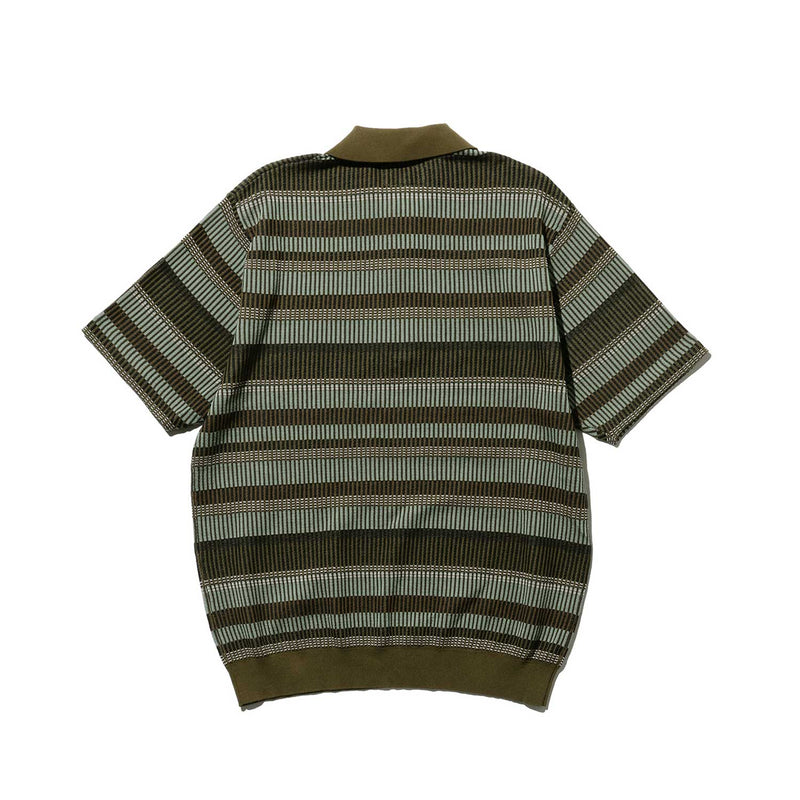 Beams+ HALF ZIP KNIT POLO, Olive
