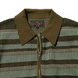 Beams+ HALF ZIP KNIT POLO, Olive