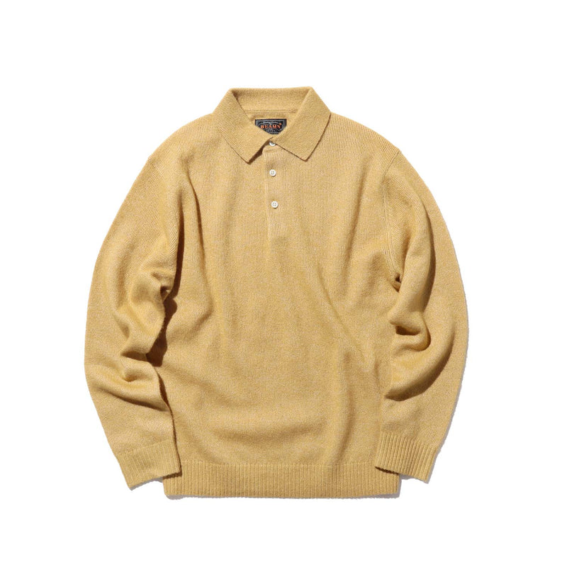 Beams+ KNIT POLO 9G WOOL SILK SHAGGY YAR, Gold