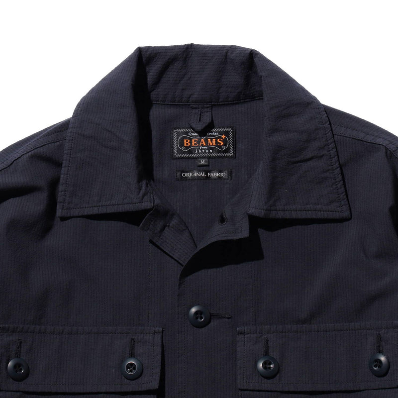 Beams+ MIL SHIRT-JACKET TEXTURED RIPSTOP, Navy