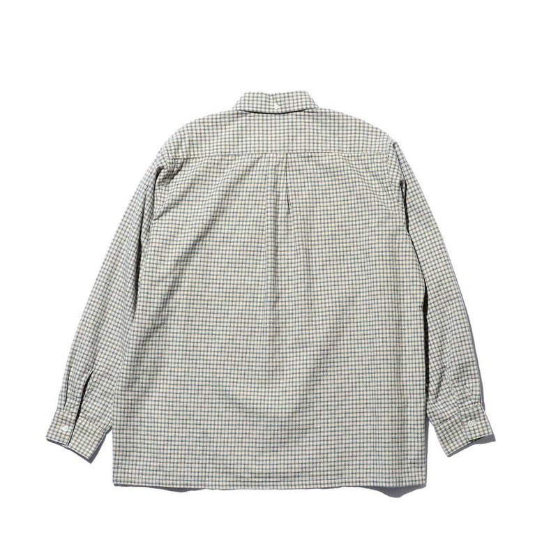 Beams+ OPEN B.D. DOBBY PLAID SHIRT, White