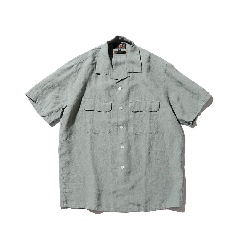 Beams+ OPEN COLLAR 1/40 LINEN, Sax