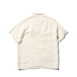 Beams+ OPEN COLLAR 1/40 LINEN, White