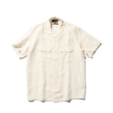 Beams+ OPEN COLLAR 1/40 LINEN, White