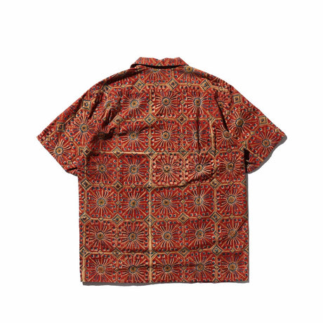 Beams+ OPEN COLLAR BLOCK PRINT, Flower Red