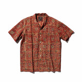 Beams+ OPEN COLLAR BLOCK PRINT, Flower Red