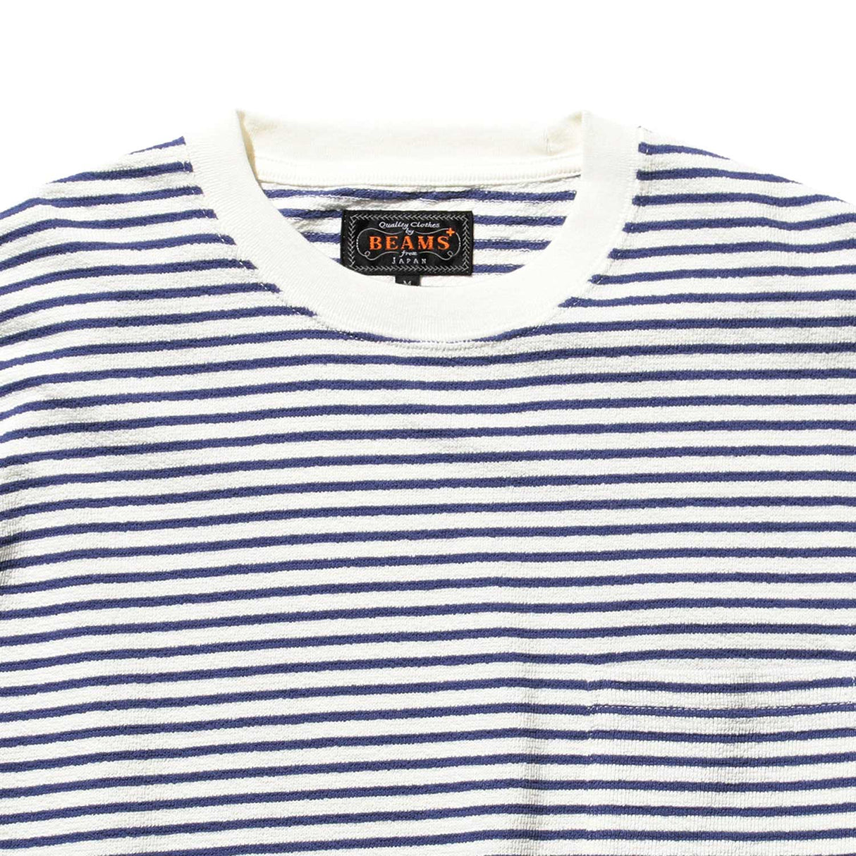Beams+ POCKET TEE INLAY STRIPE, Off White