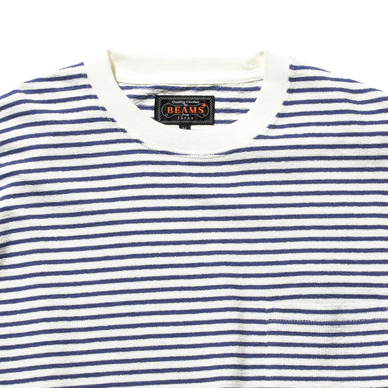 Beams+ POCKET TEE INLAY STRIPE, Off White