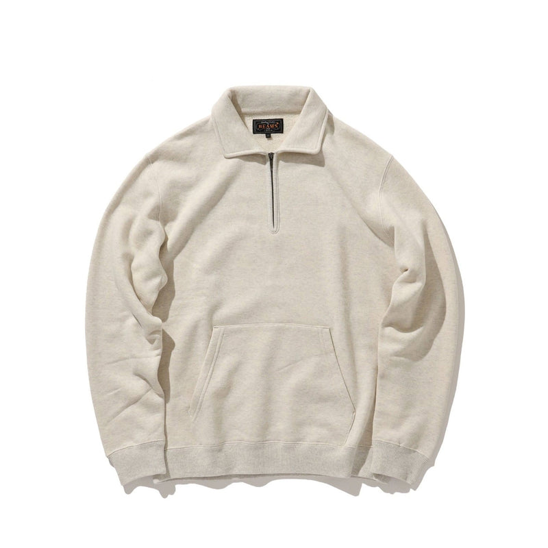 Beams+ SWEAT HALF ZIP, Oatmeal