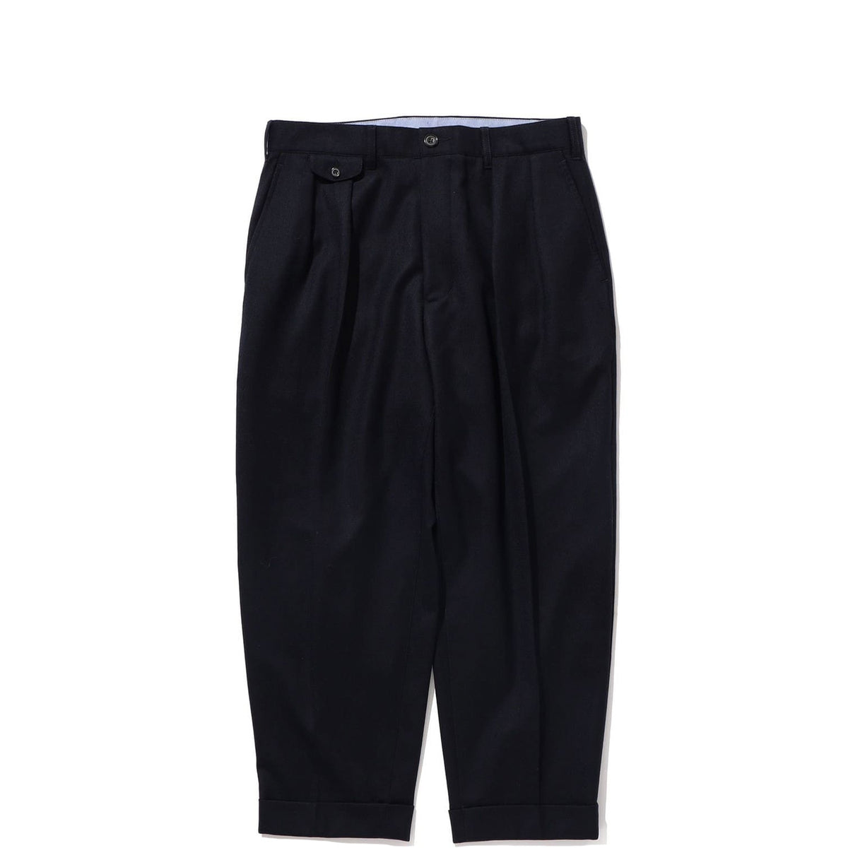 Beams+ 2 PLEATS FLANNEL PANTS, Navy