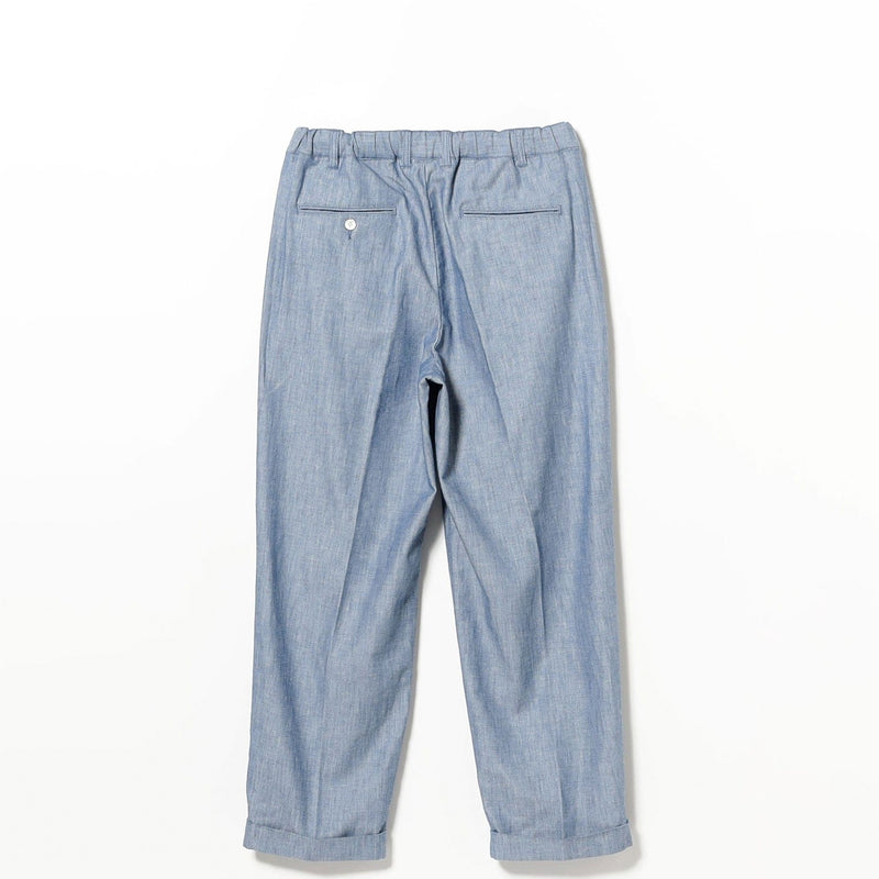 Beams+ 2 PLEATS RELAX TROUSERS INDIGO OX, Light Indigo
