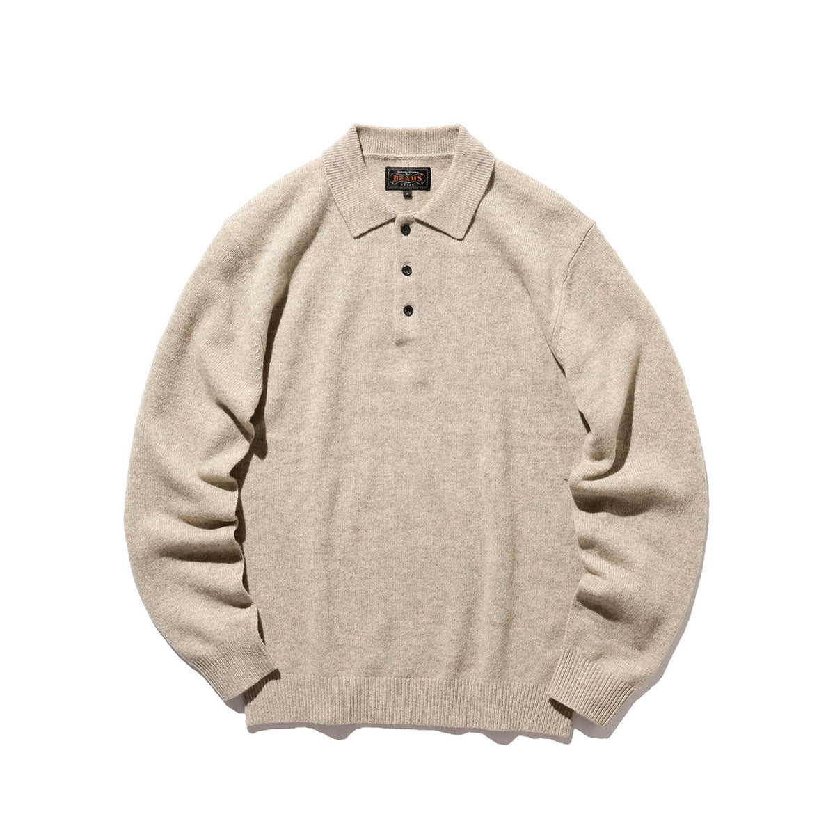 Beams+ KNIT POLO 9G, Beige