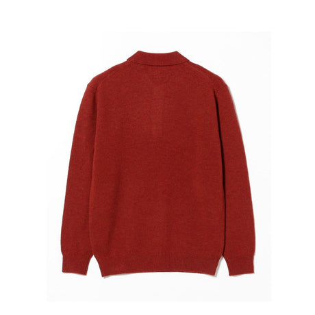 Beams+ KNIT POLO 9G, Burgundy
