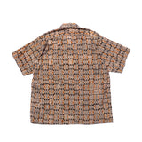Beams+ OPEN COLLAR BLOCK PRINT, Black