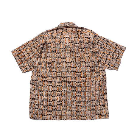 Beams+ OPEN COLLAR BLOCK PRINT, Black