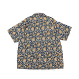 Beams+ OPEN COLLAR BLOCK PRINT, Blue