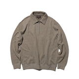 Beams+ SWEAT HALF ZIP WOOL COTTON, Beige
