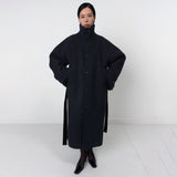 Birrot HIGH NECK WOOL COAT, Black