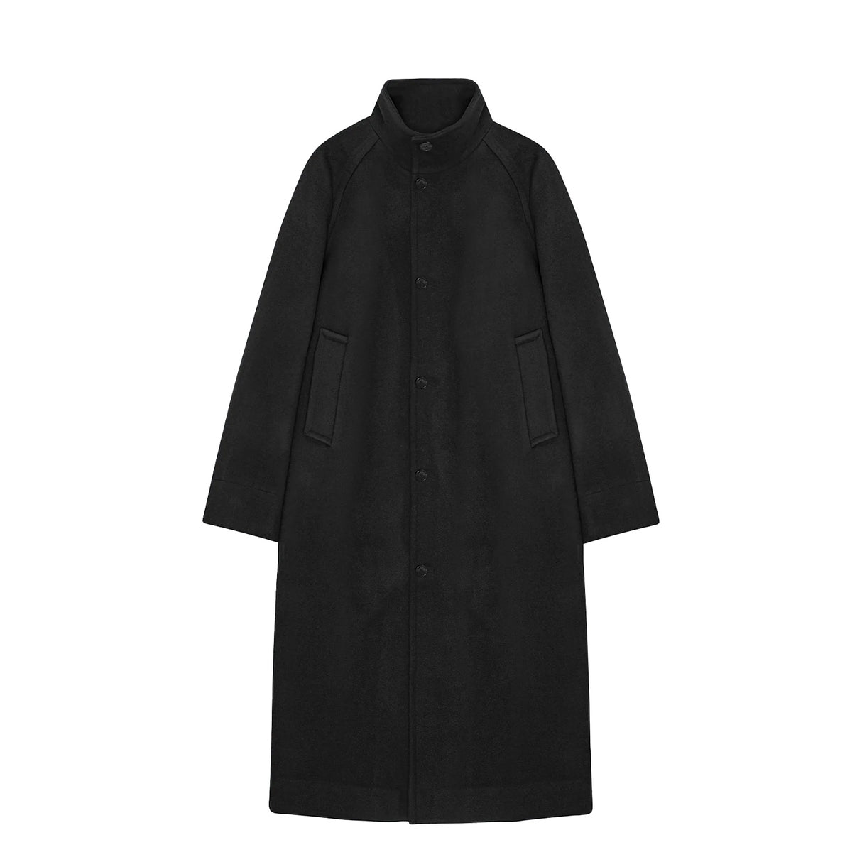 Birrot HIGH NECK WOOL COAT, Black