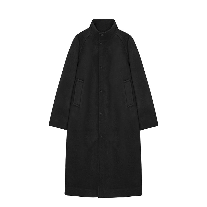 Birrot HIGH NECK WOOL COAT, Black