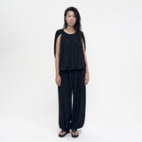 Birrot LAY1 GATHERED LONG TROUSER, Black