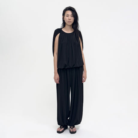 Birrot LAY1 GATHERED LONG TROUSER, Black