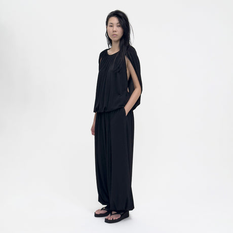Birrot LAY1 GATHERED LONG TROUSER, Black