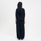 Birrot LAY1 GATHERED LONG TROUSER, Black