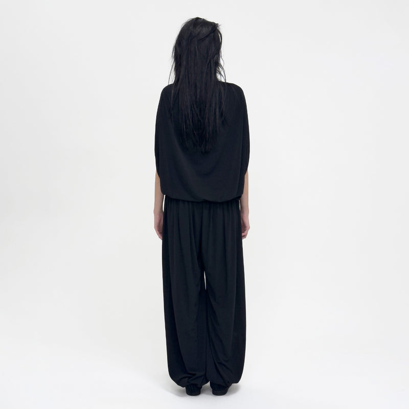 Birrot LAY1 GATHERED LONG TROUSER, Black